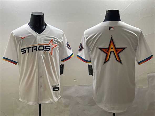 Mens Houston Astros Team Big Logo White 2025 City Connect Limited Stitched Jerseys